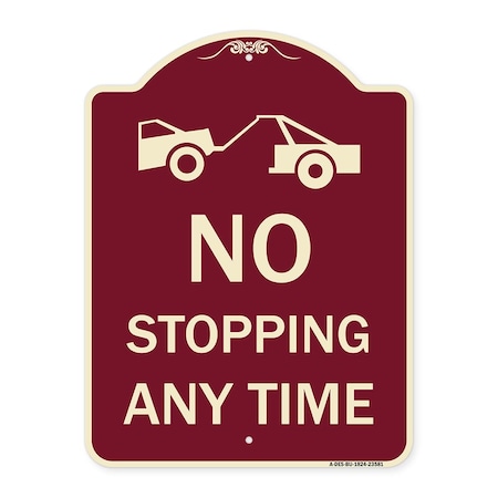 Signmission No Stopping Anytime W/ Tow Away Graphic Heavy-Gauge Aluminum Sign, 24" x 18", BU-1824-23581 A-DES-BU-1824-23581